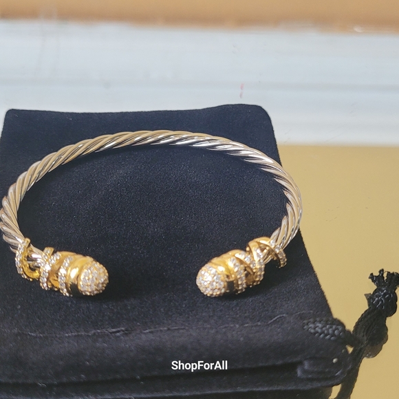 David Yurman Silver and Gold Cable Bracelet - Picture 8 of 13